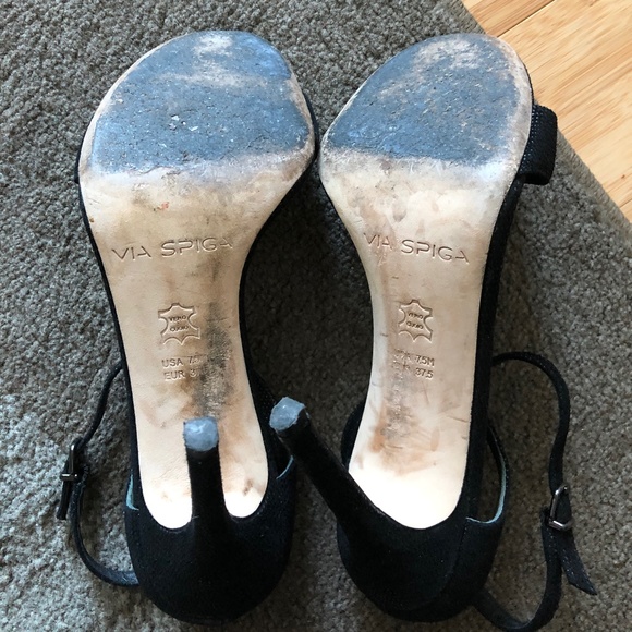 Via Spiga Black Dot Suede Sandals - Size 37.5 (7.5) - Picture 7 of 7